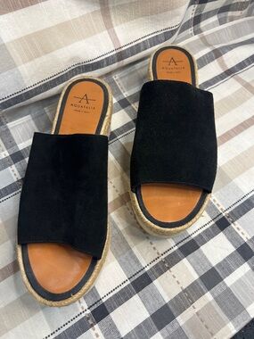 Aquatalia Black Suede Espadrille Slide